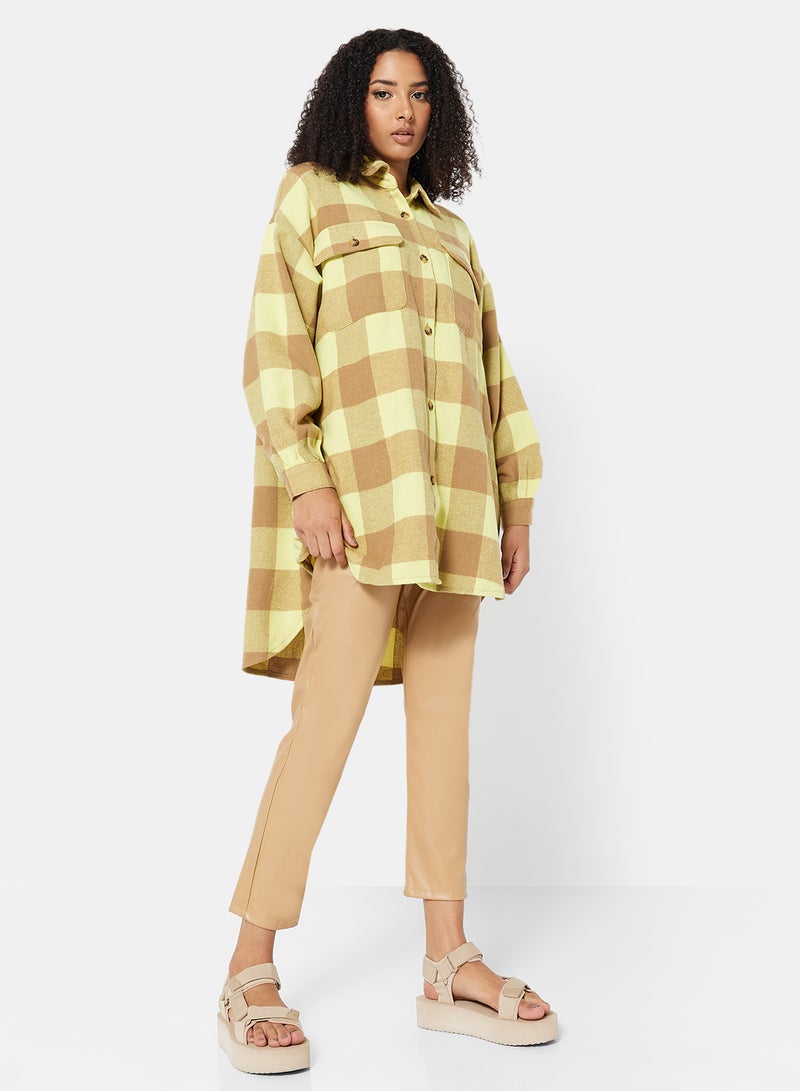 NOISY MAY - Oversized High-Low Shacket Tigers Eye - Image 1