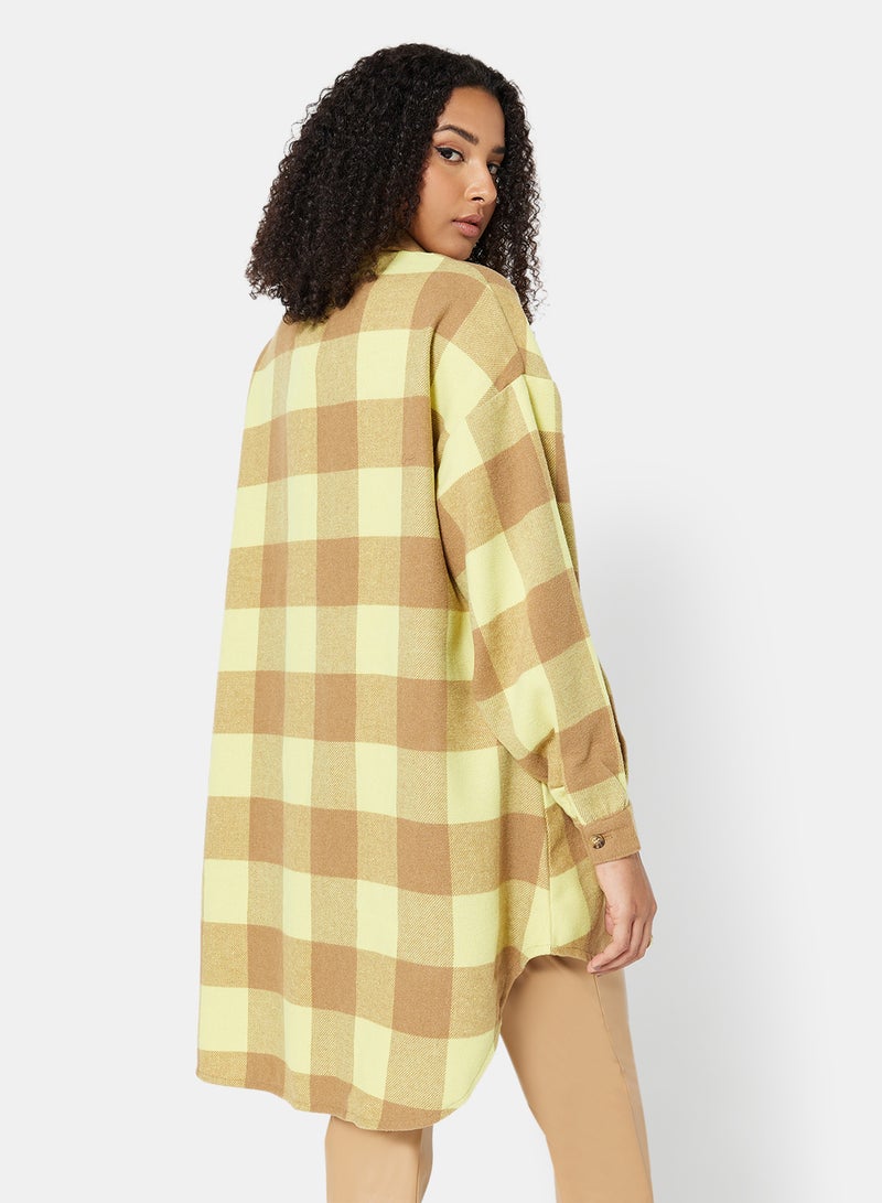 NOISY MAY - Oversized High-Low Shacket Tigers Eye - Image 1