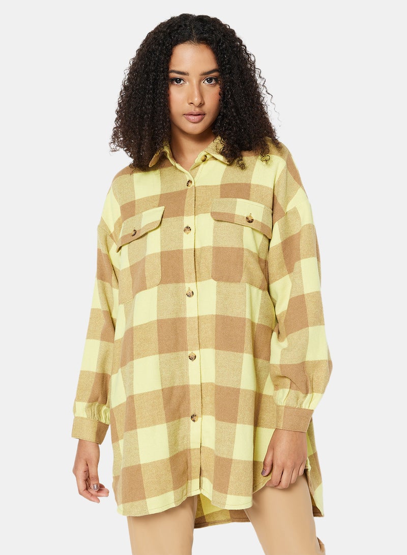 NOISY MAY - Oversized High-Low Shacket Tigers Eye - Image 1