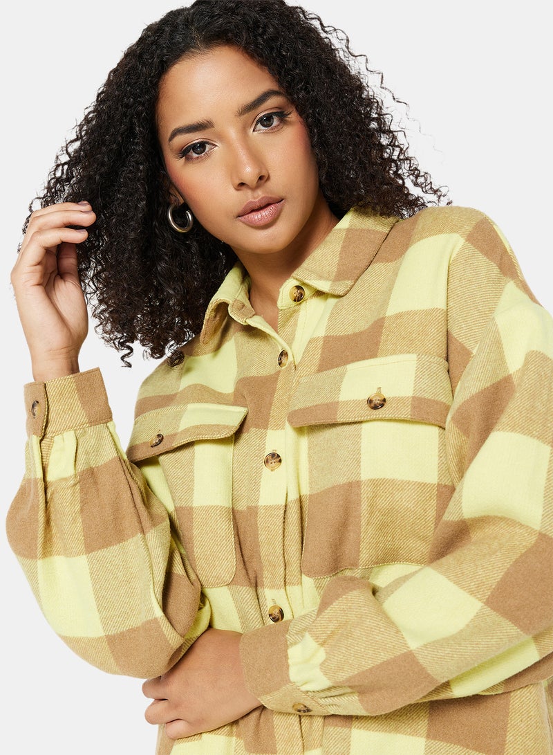 NOISY MAY - Oversized High-Low Shacket Tigers Eye - Image 1