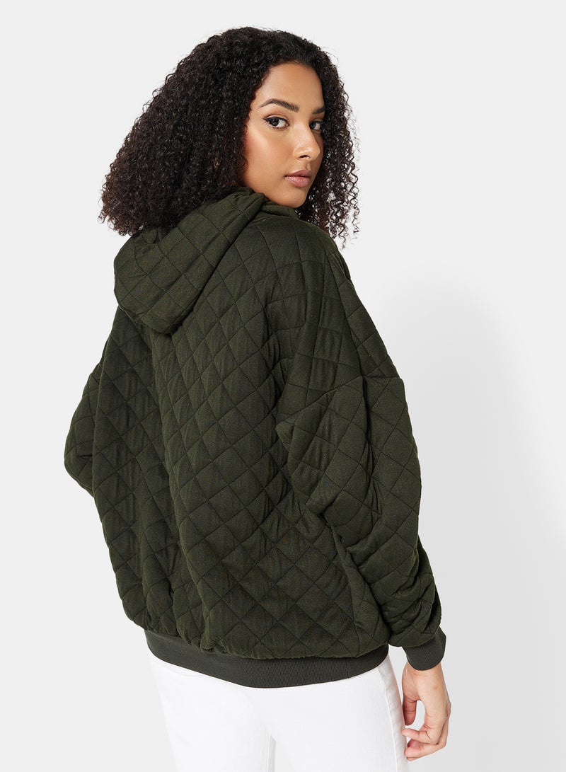 NOISY MAY - Quilted Hoodie Green - Image 1