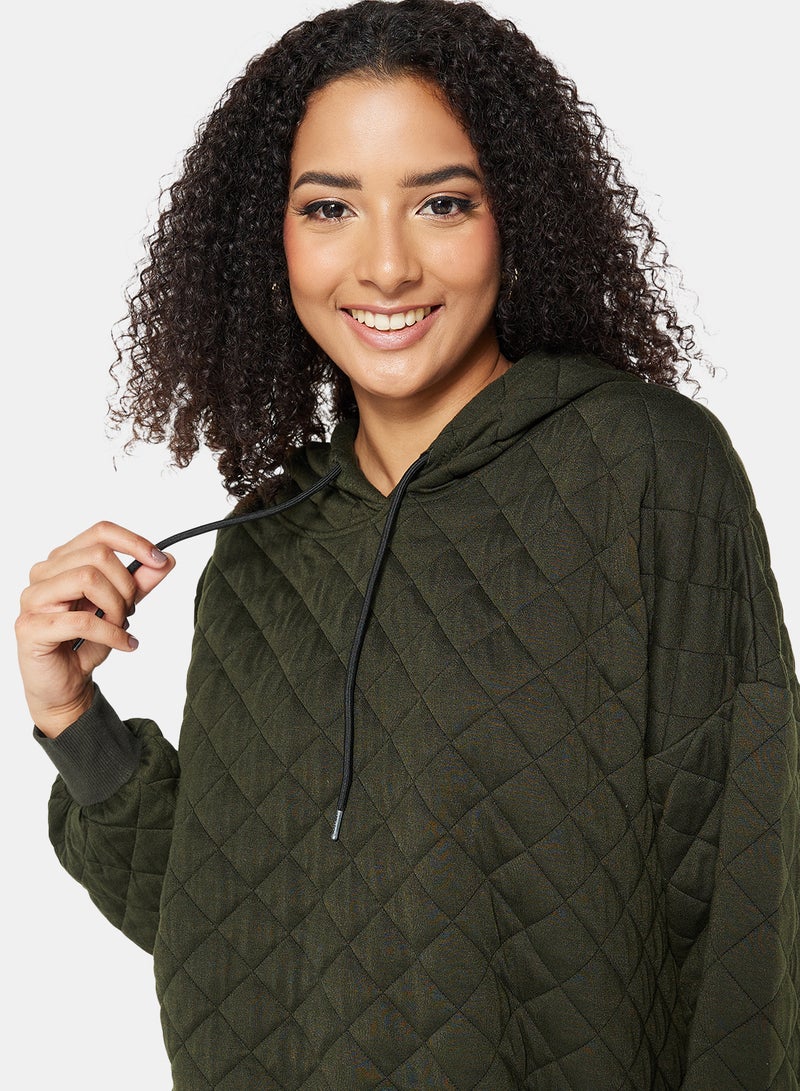 NOISY MAY - Quilted Hoodie Green - Image 1