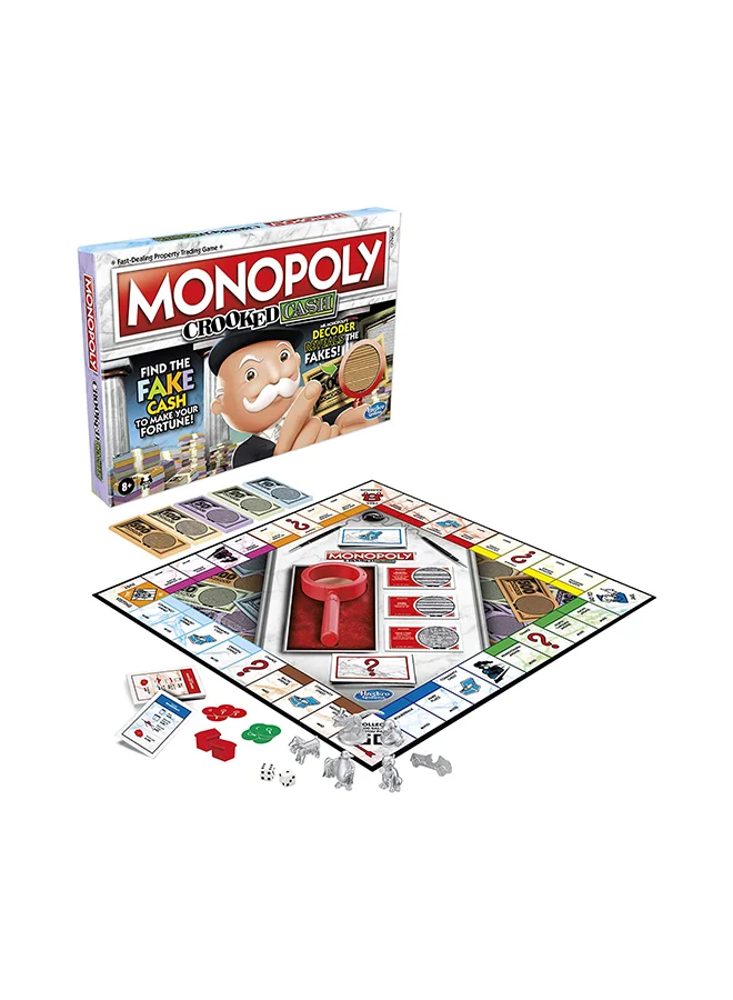 مونوبولي Crooked Cash Board Game For Families And Kids Ages 8 And Up, Includes Mr. Monopoly Decoder To Find Fakes, Game For 2-6 Players Hasbro Games For Adults And Teens Indoor Home Game