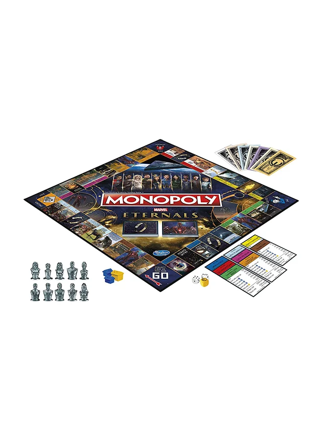 مونوبولي Marvel Studios Eternals Edition Hasbro Board Game for Marvel Fans, Game for 2-6 Players, Kids Ages 8 and Up For Adults And Teens Indoor Home Game