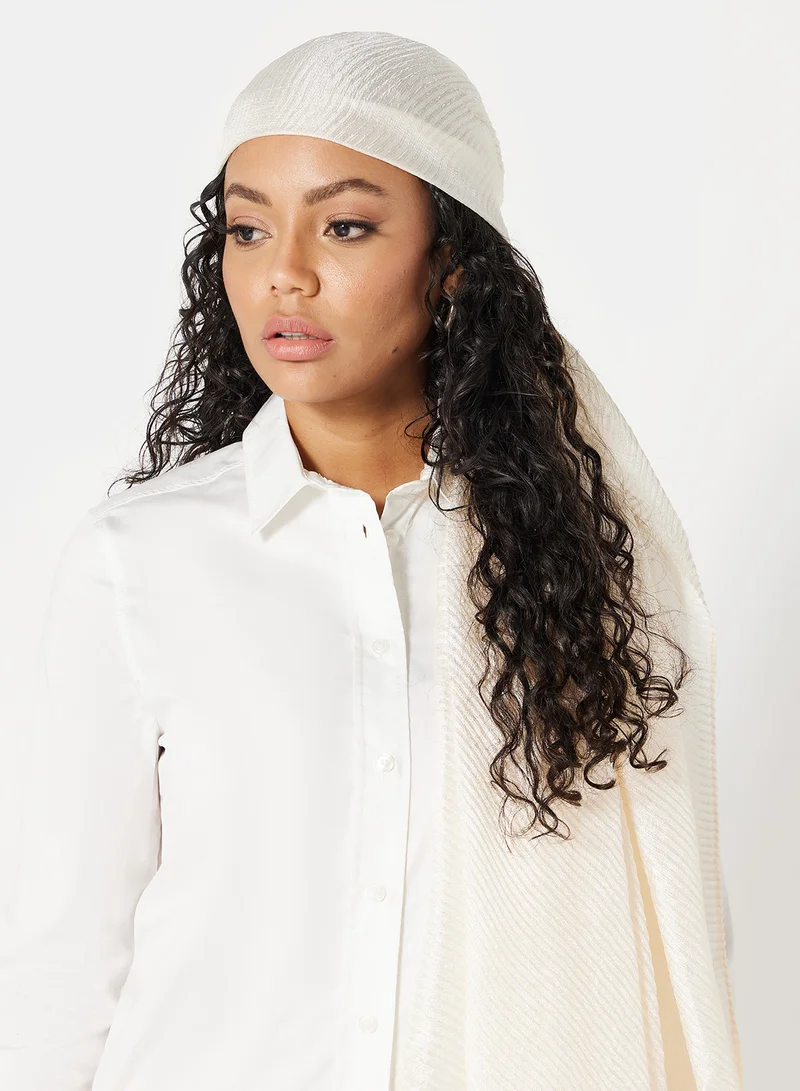 PIECES Pleated Scarf White