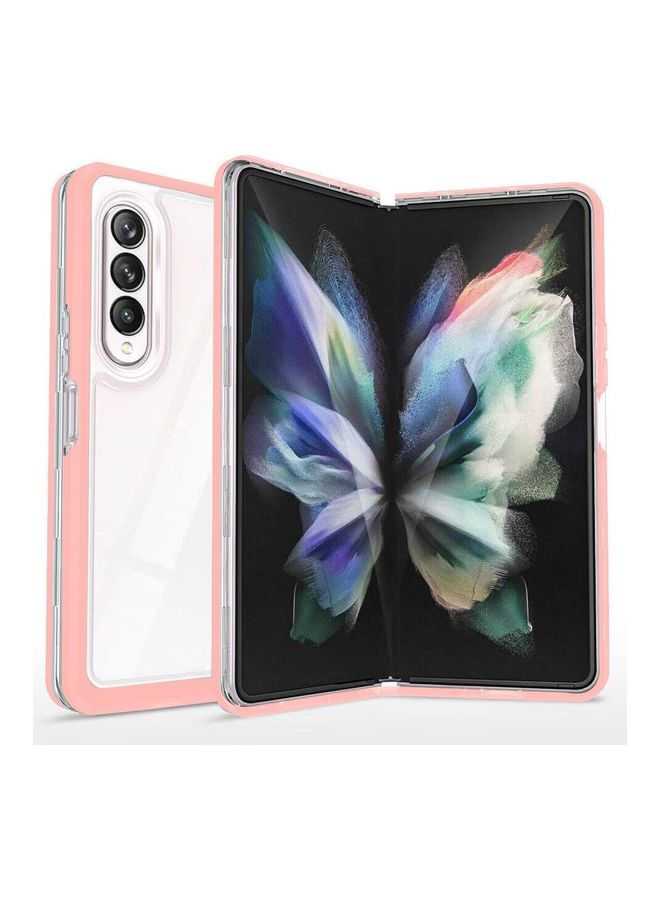 MARGOUN Samsung Galaxy Z Fold 4 Case Clear Hybrid Shockproof Soft TPU Cover with Anti-Drop Hard PC Bumper Pink - Image 1