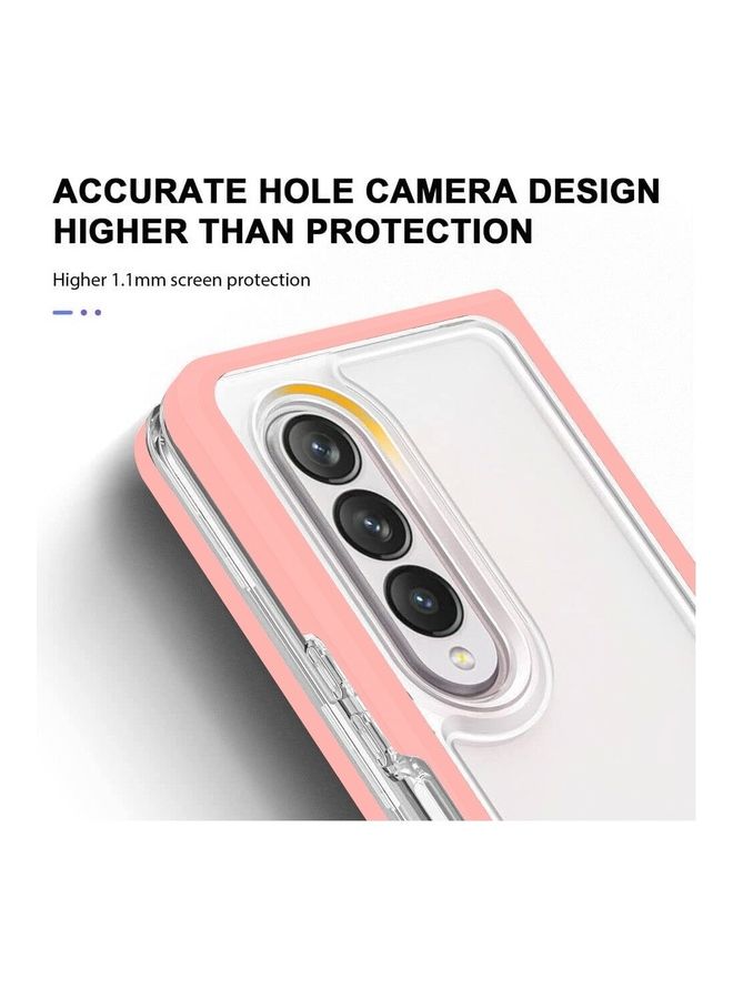 MARGOUN Samsung Galaxy Z Fold 4 Case Clear Hybrid Shockproof Soft TPU Cover with Anti-Drop Hard PC Bumper Pink - Image 3