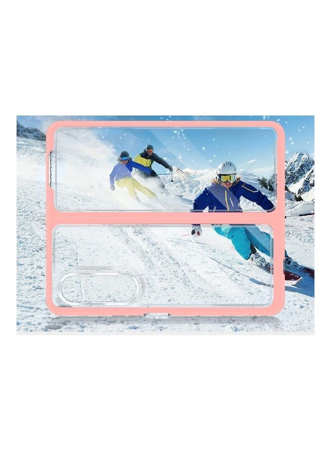 MARGOUN Samsung Galaxy Z Fold 4 Case Clear Hybrid Shockproof Soft TPU Cover with Anti-Drop Hard PC Bumper Pink - Image 4