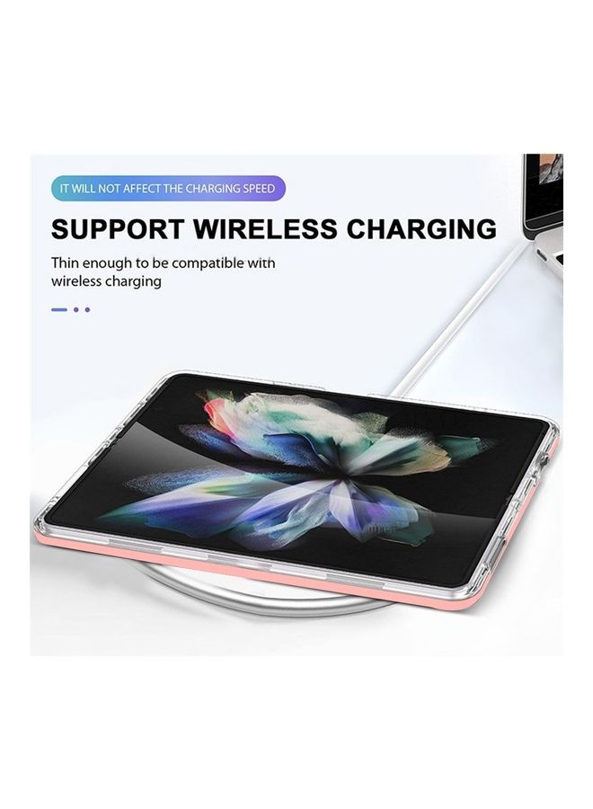 MARGOUN Samsung Galaxy Z Fold 4 Case Clear Hybrid Shockproof Soft TPU Cover with Anti-Drop Hard PC Bumper Pink - Image 5