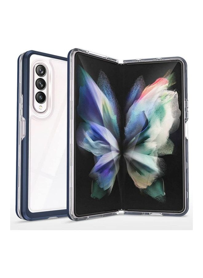 MARGOUN Samsung Galaxy Z Fold 4 Case Clear Hybrid Shockproof Soft TPU Cover with Anti-Drop Hard PC Bumper Blue - Image 1