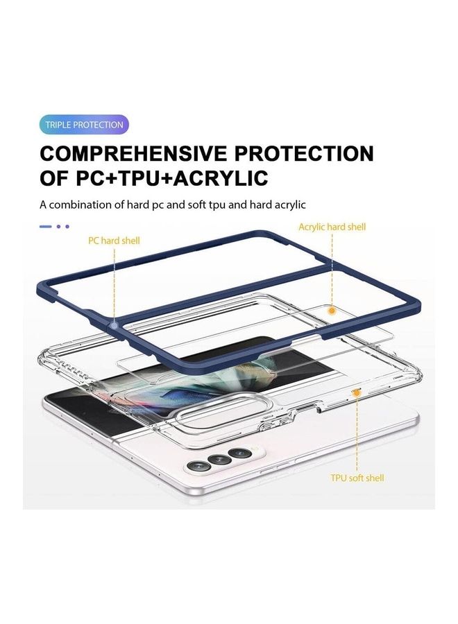 MARGOUN Samsung Galaxy Z Fold 4 Case Clear Hybrid Shockproof Soft TPU Cover with Anti-Drop Hard PC Bumper Blue - Image 2