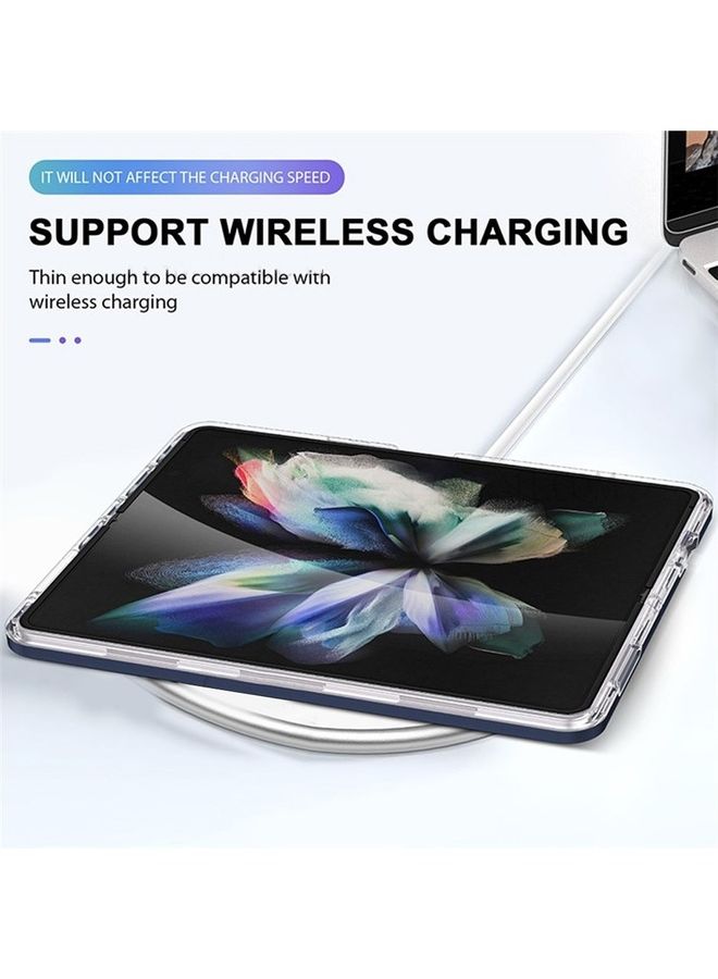 MARGOUN Samsung Galaxy Z Fold 4 Case Clear Hybrid Shockproof Soft TPU Cover with Anti-Drop Hard PC Bumper Blue - Image 4