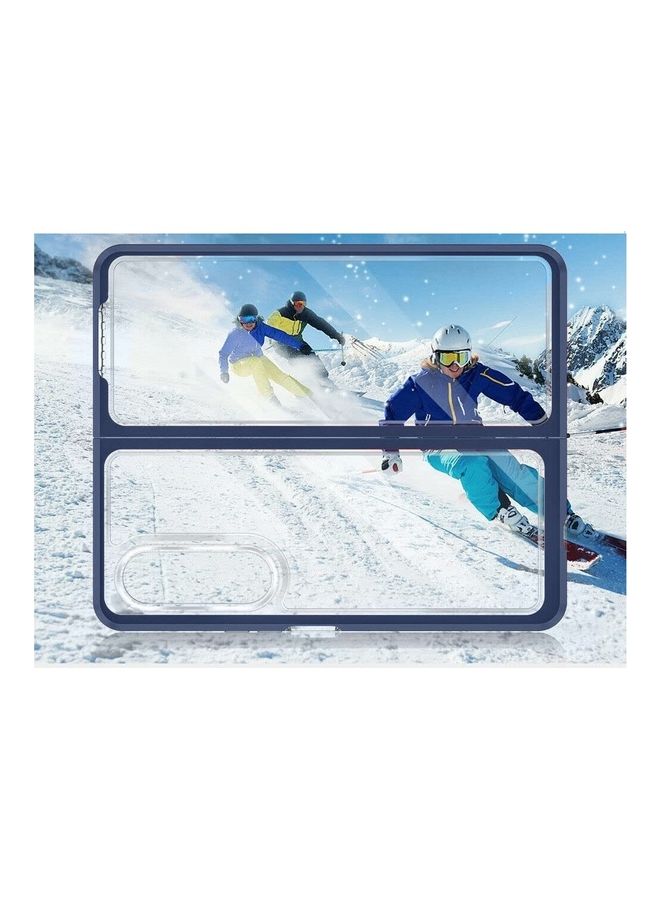 MARGOUN Samsung Galaxy Z Fold 4 Case Clear Hybrid Shockproof Soft TPU Cover with Anti-Drop Hard PC Bumper Blue - Image 5