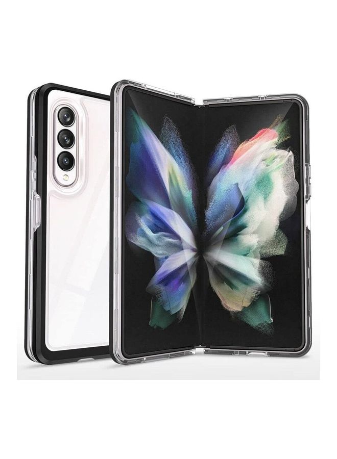 MARGOUN Samsung Galaxy Z Fold 4 Case Clear Hybrid Shockproof Soft TPU Cover with Anti-Drop Hard PC Bumper Black Black - Image 1