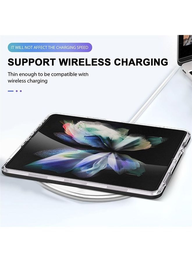 MARGOUN Samsung Galaxy Z Fold 4 Case Clear Hybrid Shockproof Soft TPU Cover with Anti-Drop Hard PC Bumper Black Black - Image 5