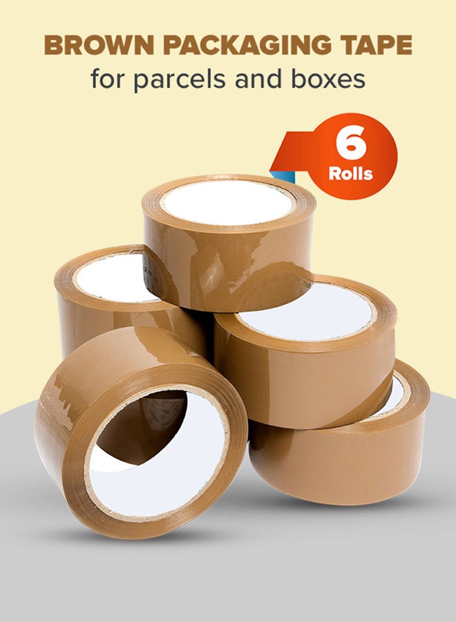 Generic 6 Rolls Packaging Tape 48mm x 20 Yard Brown  - Image 1