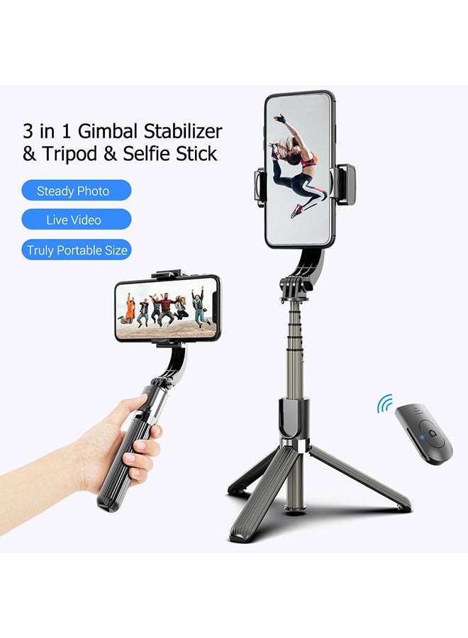 Generic - 3-In-1 Gimbal Stabilizer Tripod With Remote Shutter Black - Image 1