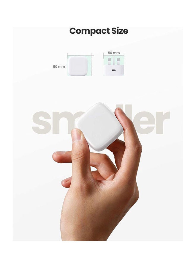 Rock Pow - 20W Type C Fast Charger Plug PD Power Delivery Wall Adapter Compatible with iPhone 12 Pro Max/12 Mini/SE 2020/11/XS/XR/X/8,iPad Air 4,Galaxy S21 Ultra/S21/S20 FE,Pixel 5 White - Image 1