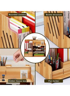 ماركة غير محددة منظم تخزين ومنظم مكتب خشبي. بني  - Image 4