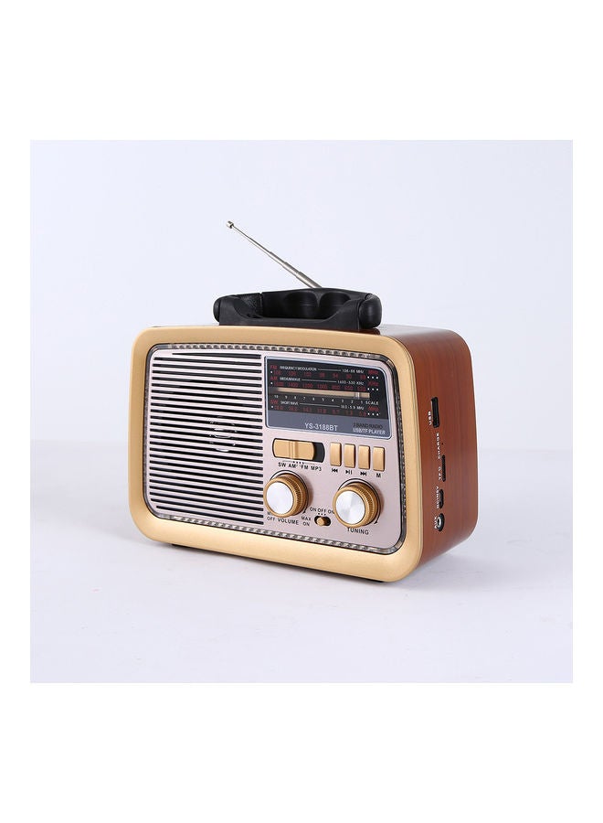 ماركة غير محددة - راديو FM/AM/SW بتصميم كلاسيكي محمول مزود بمشغل MP3 وراديو بلوتوث . YS-3188BT بني - Image 1
