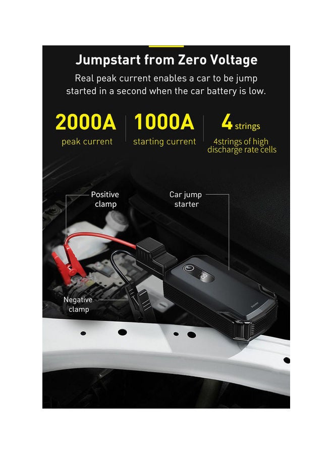 Baseus Super Energy Max Car Jump Starter 8.0L Gas 4.0L Diesel Engine 12V Portable Power Pack Automotive Battery Booster Charger with USB Port Smart Jumper Cables LED Flashlight  - Image 2