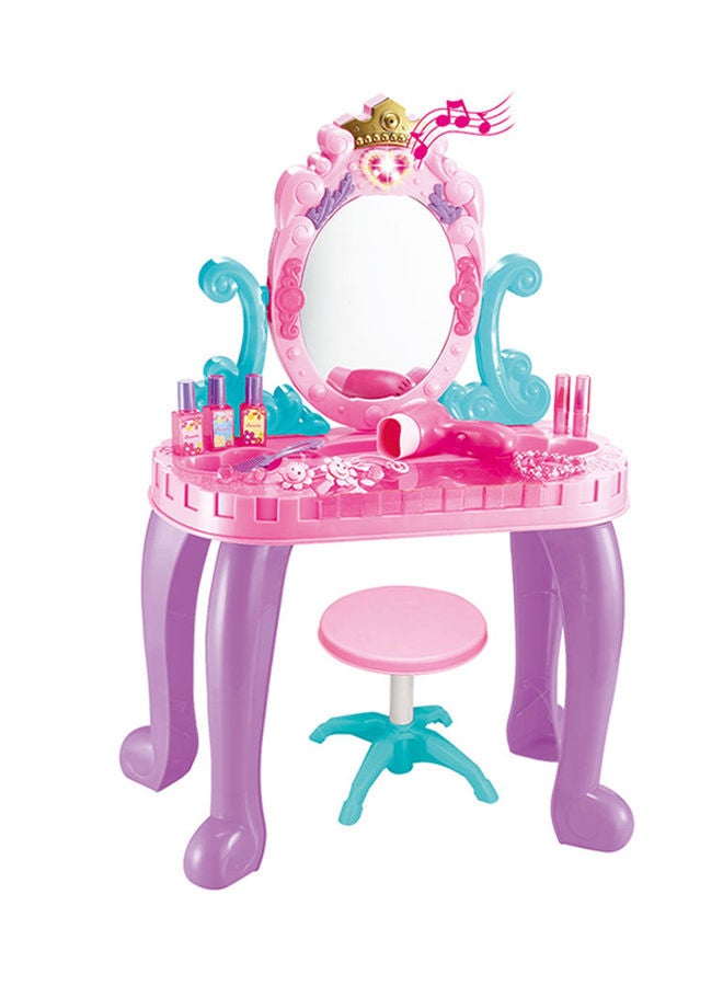 Bohui Pretend Crown Vanity Beauty Dresser Table Playset With Music And Light For Girls 44*23*74cm  - Image 1