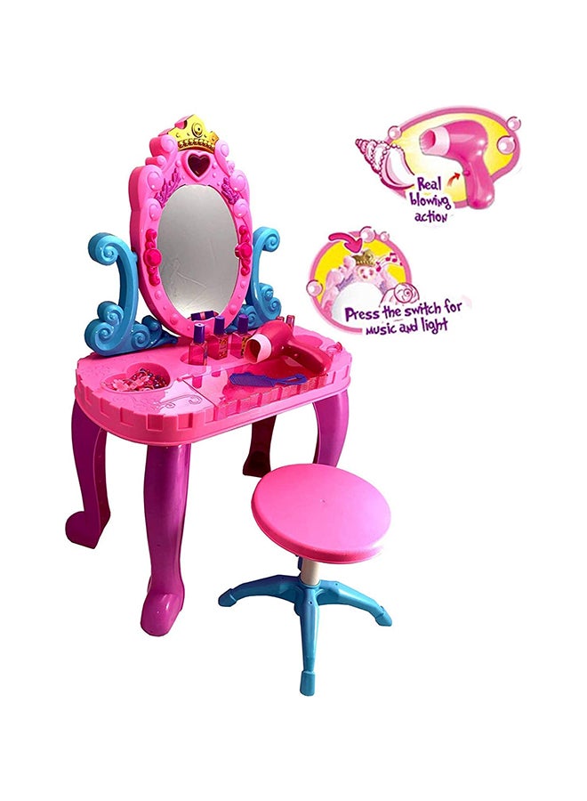 Bohui Pretend Crown Vanity Beauty Dresser Table Playset With Music And Light For Girls 44*23*74cm  - Image 3