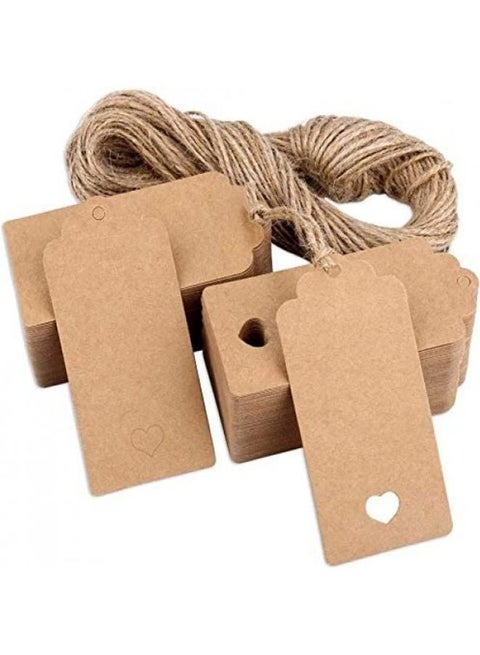 200-Piece Craft Paper Gift Tags With Natural Jute Twine Brown