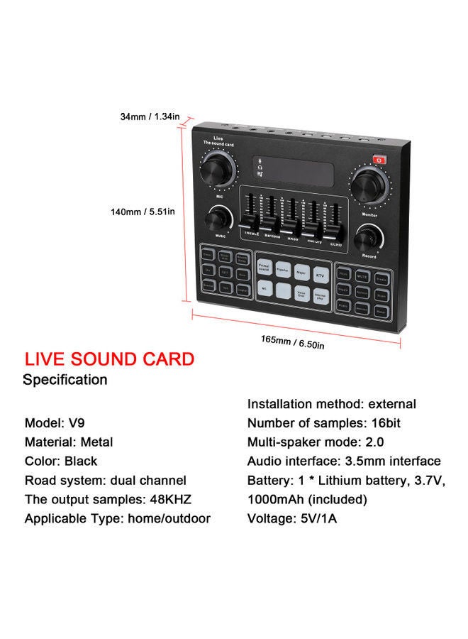 Generic - Sound Mixer Board For Live Streaming Voice Changer Sound Card With Multiple Sound Effects Audio Mixer - Image 1