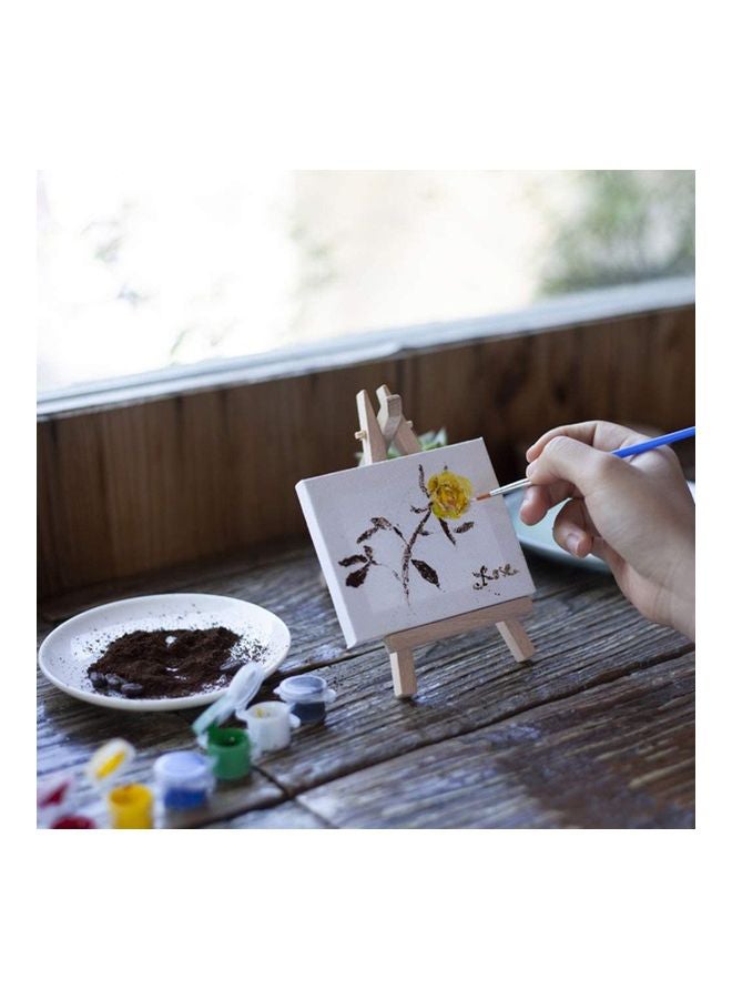 مجموعة لوحات صغيرة من قماش الكانفاس بحامل خشبي مكونة من 6 قطع أبيض/بيج - Image 3