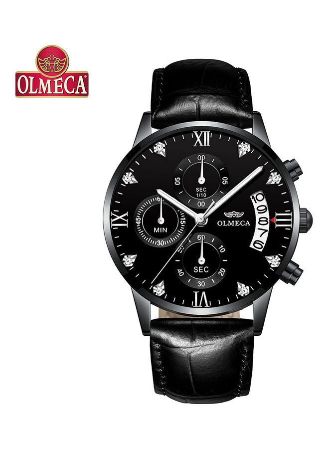 Olmeca 78M Steel Watch With Quartz Waterproof Watch All Black Silver Nail Black Belt - Image 1