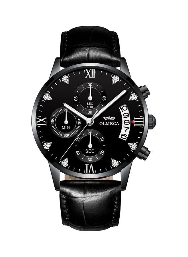 Olmeca 78M Steel Watch With Quartz Waterproof Watch All Black Silver Nail Black Belt - Image 2