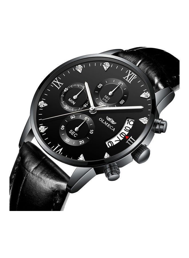 Olmeca 78M Steel Watch With Quartz Waterproof Watch All Black Silver Nail Black Belt - Image 3