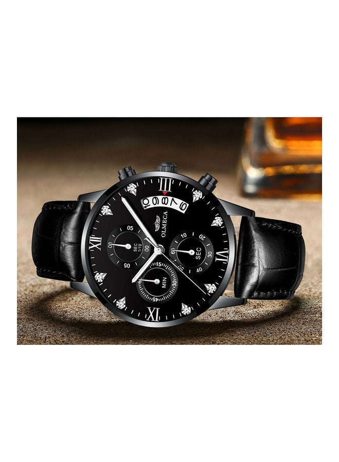 Olmeca 78M Steel Watch With Quartz Waterproof Watch All Black Silver Nail Black Belt - Image 4