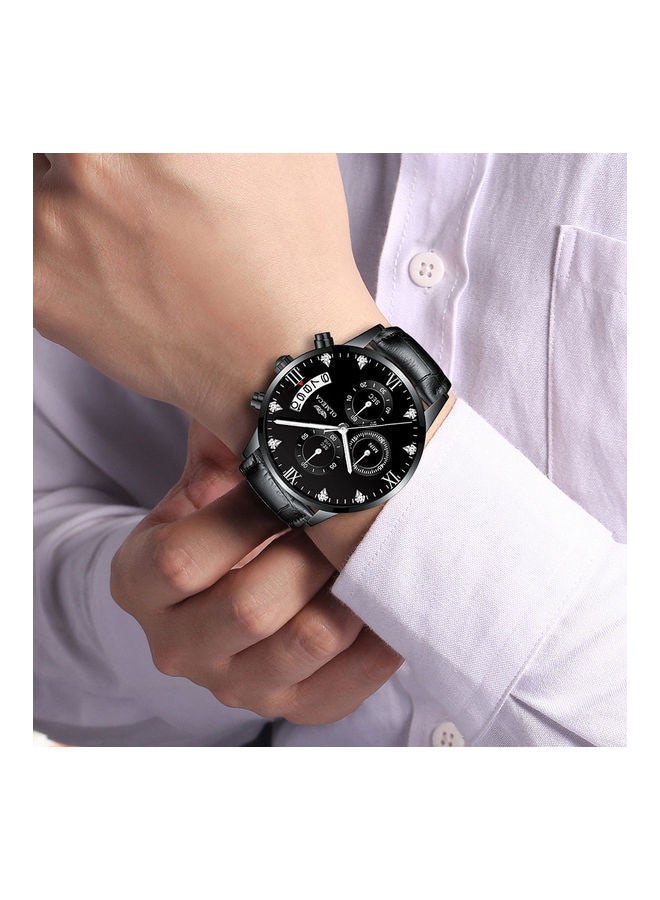Olmeca 78M Steel Watch With Quartz Waterproof Watch All Black Silver Nail Black Belt - Image 5