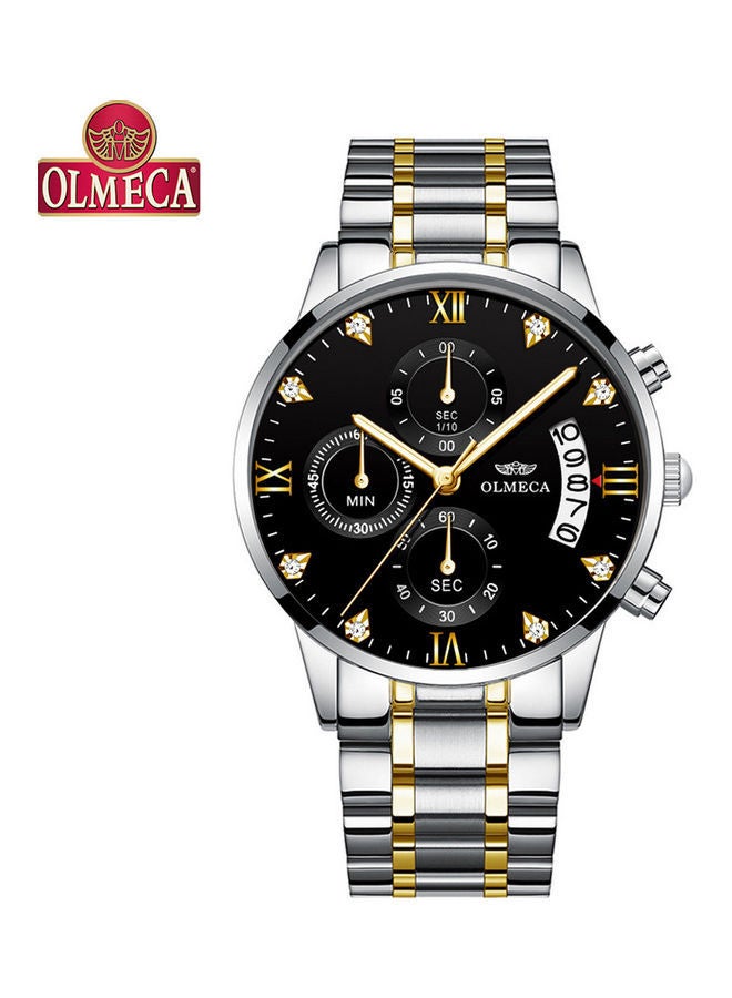 OLMECA 78M steel with quartz waterproof watch between gold and black plate  - Image 1