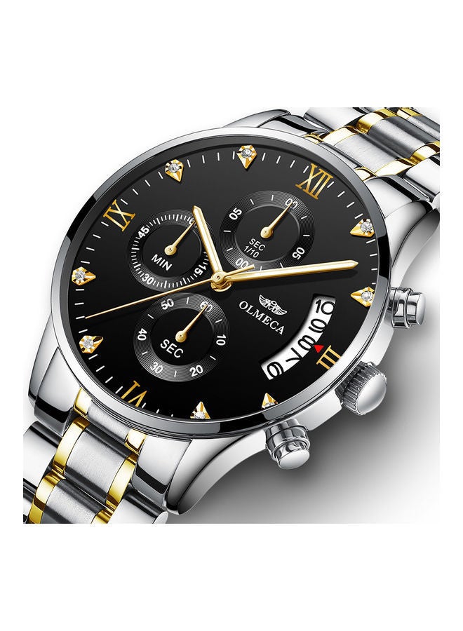 OLMECA 78M steel with quartz waterproof watch between gold and black plate  - Image 2