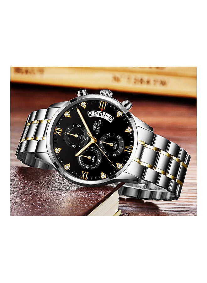 OLMECA 78M steel with quartz waterproof watch between gold and black plate  - Image 4