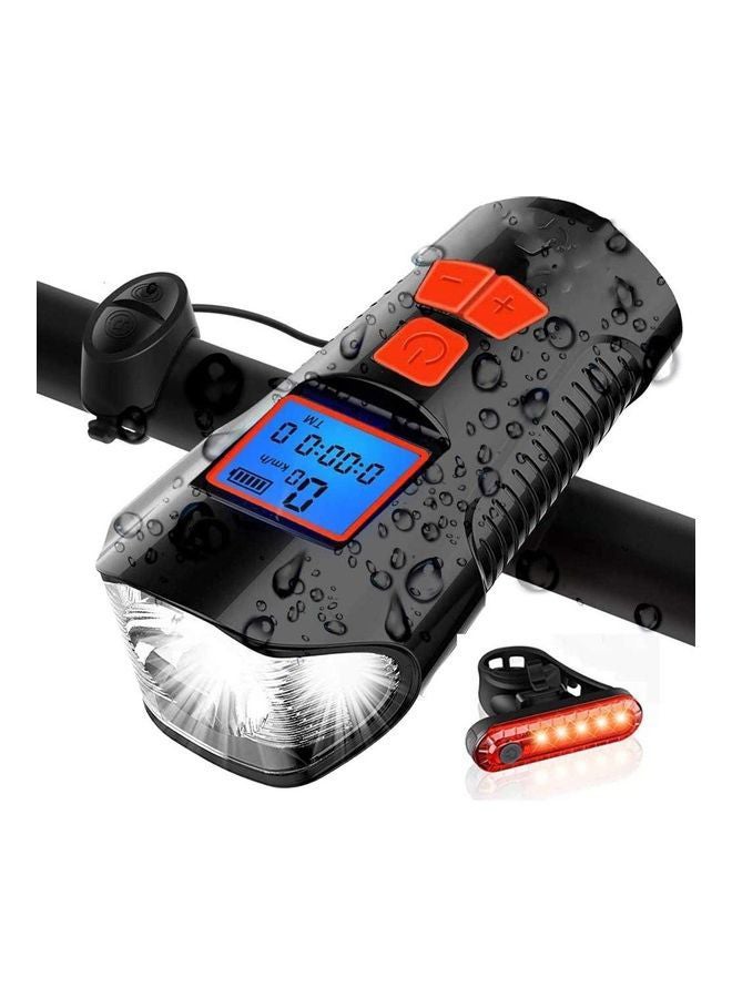 Rock Pow - Bicycle Light Set With Horn And Speedometer USB Rechargeable LED Bike Headlight 15 x 10 x 8 cmcm 15 x 10 x 8 cmcm - Image 1