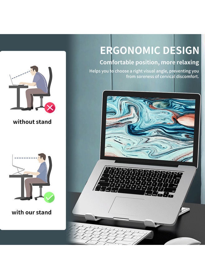 Ultra-thin Adjustable Height Foldable Computer Holder for Laptop Tablet PC White