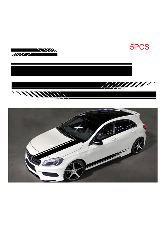 Generic 5-Piece Universal Car Racing Body Side Stripe Skirt Roof Hood Decal Sticker  - Image 1