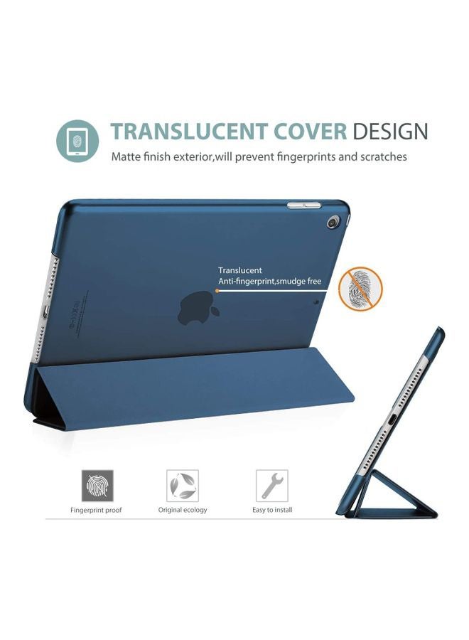 Rock Pow Slim Stand Hard Shell Protective Smart Cover with Tempered Glass Screen Protector for 10.2 inch iPad 9th/8th/7th Generation Navy blue - Image 3