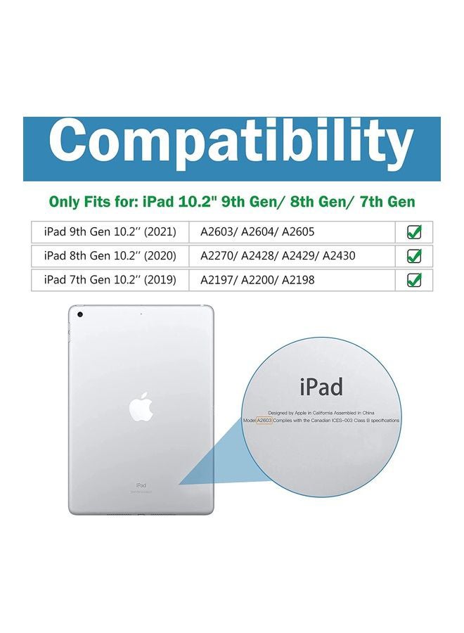 Rock Pow Slim Stand Hard Shell Protective Smart Cover with Tempered Glass Screen Protector for 10.2 inch iPad 9th/8th/7th Generation Navy blue - Image 2