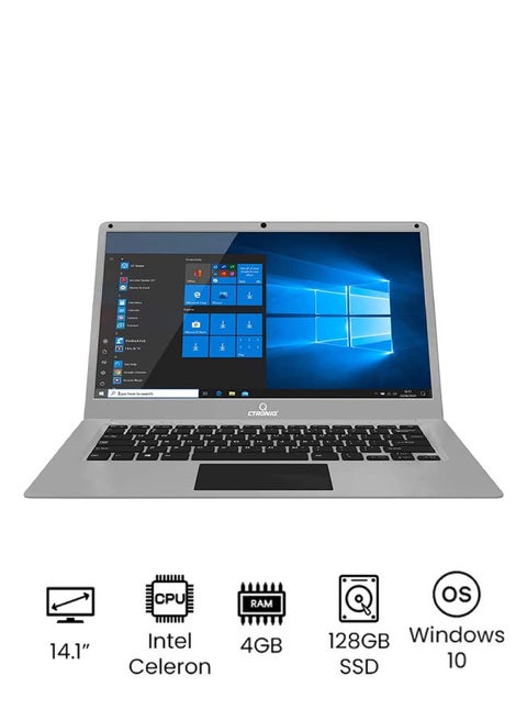 N14X Notebook PC With 14.1-Inch Display, Intel Celeron N3350 Processor / 4GB RAM / 128GB SSD / Windows 10 / english_arabic Grey