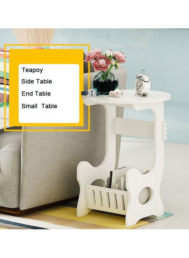 فاشون هوم طاولة سرير جانبية خشبية ومتحركة للتخزين أبيض - Image 4