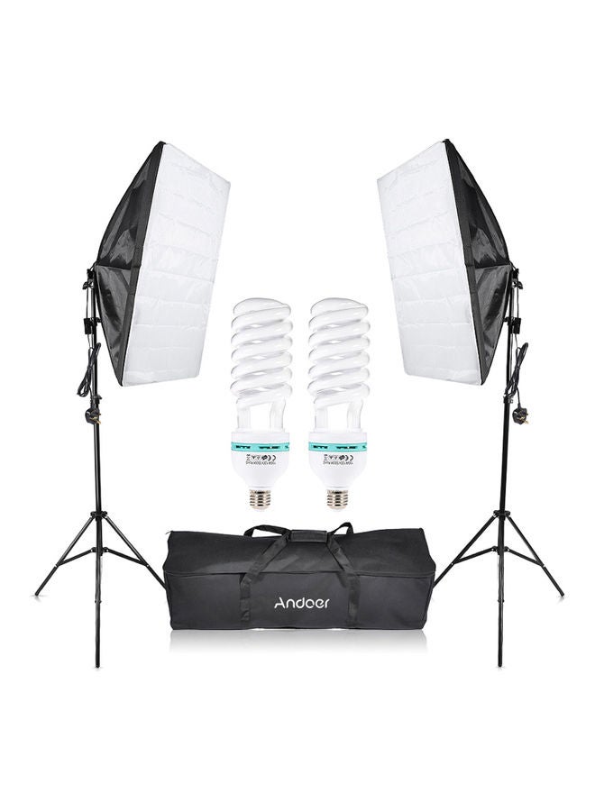 أندوير طقم مظلّات إضاءة مربعة لاستوديوهات التصوير الفوتوجرافي من 7 قطع أسود/ أبيض - Image 4