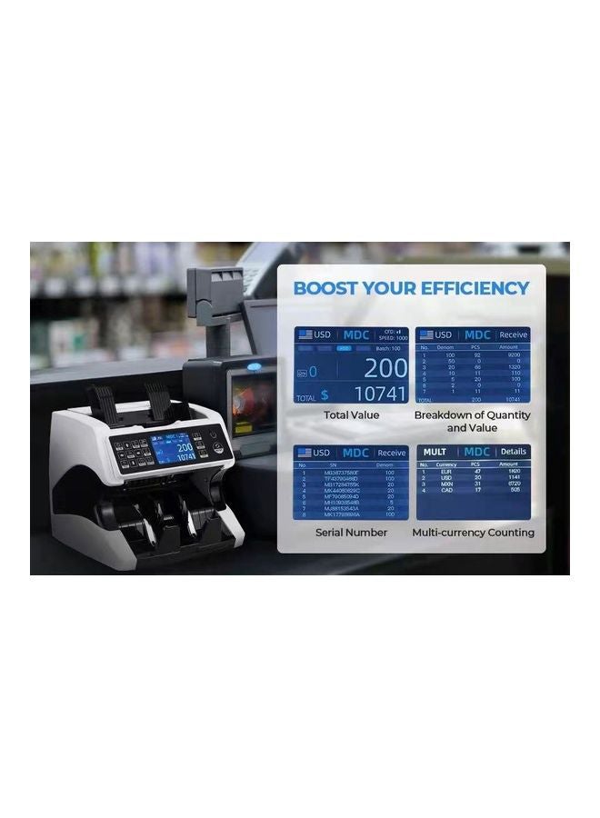 SAPU Multi-currency Money Counting Dual CIS Image Recognition And Verification Machine White/Black  - Image 5