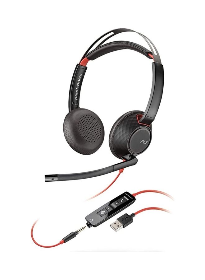 plantronics - Blackwire C5220 - Wired, Dual-Ear (Stereo) Headset with Boom Mic Black - Image 1