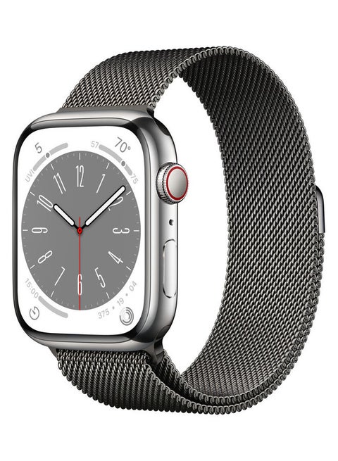 Watch Series 8 GPS + Cellular 45mm Stainless Steel Case With Graphite Milanese Loop Silver
