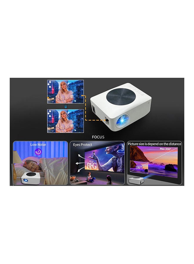 Wownect - Mini Wifi 1500 Lumens/Screen Size Upto 100Inch For Kids/Small Room Native Res 800X480P Wireless Screen Mirroring Home Theater Portable Video Projectors With Hdmi/Usb/Av PROJ-WO-71-W White - Image 1